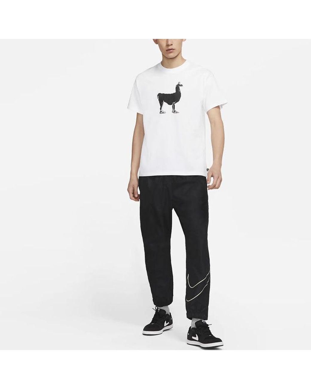 Nike White Sb Printing Skateboard Loose Knit Short Sleeve for men