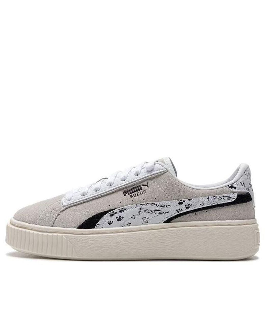 PUMA White (Wmns) Suede Platform Draw