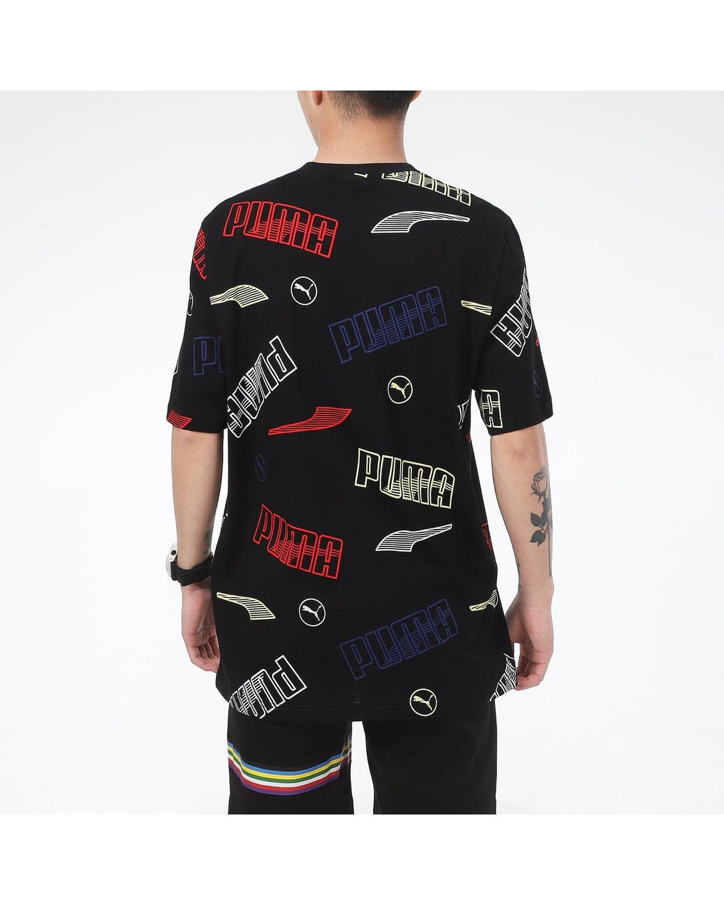 PUMA Black Solid Regular Fit T-Shirt for men