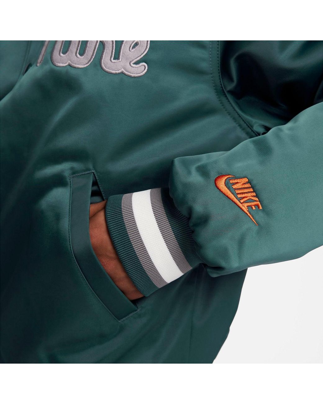 Nike Dugout Loose Satin Jacket in Green for Men | Lyst UK