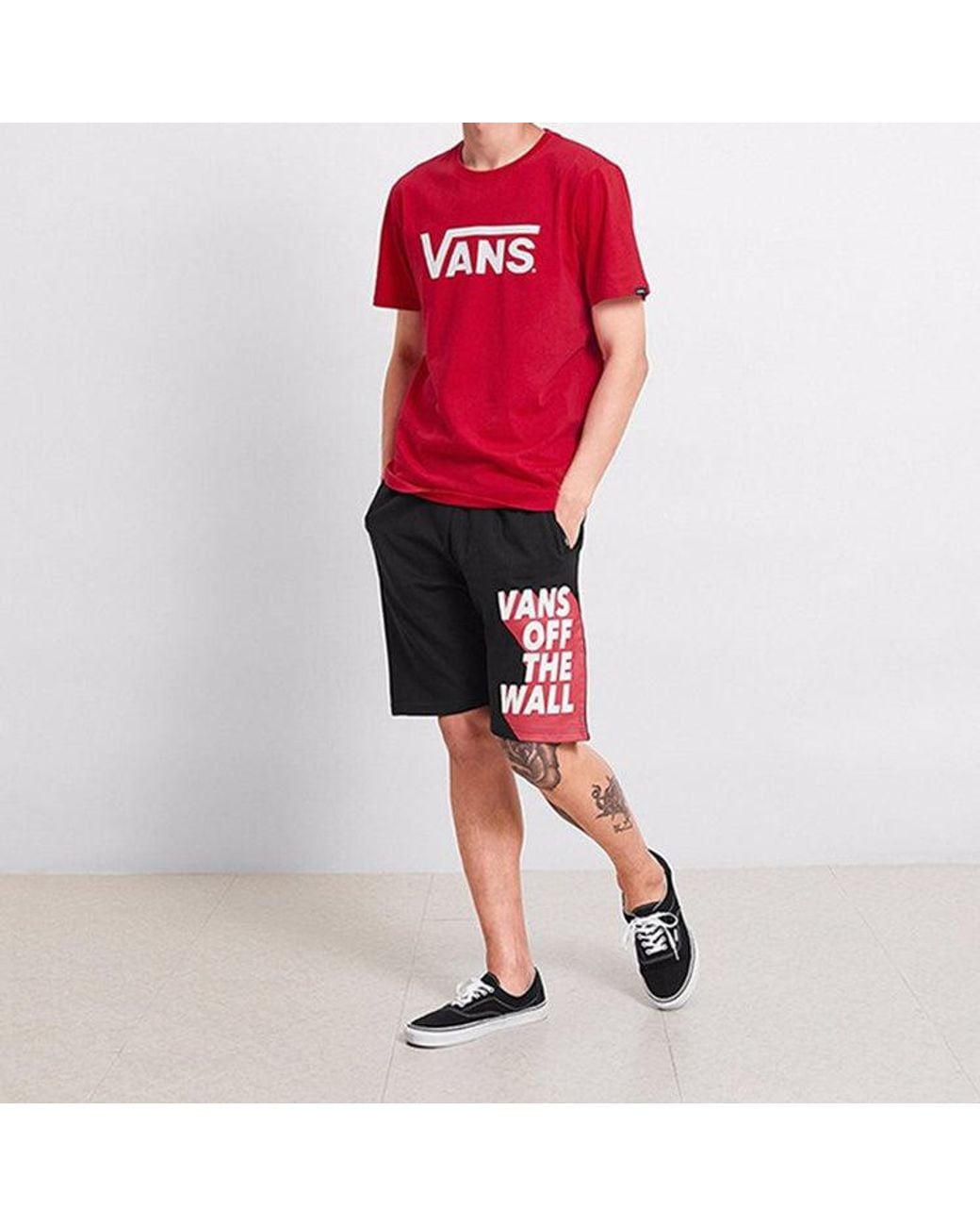 Vans Red Tee Attack Classic Logo Short Sleeve Casual for men