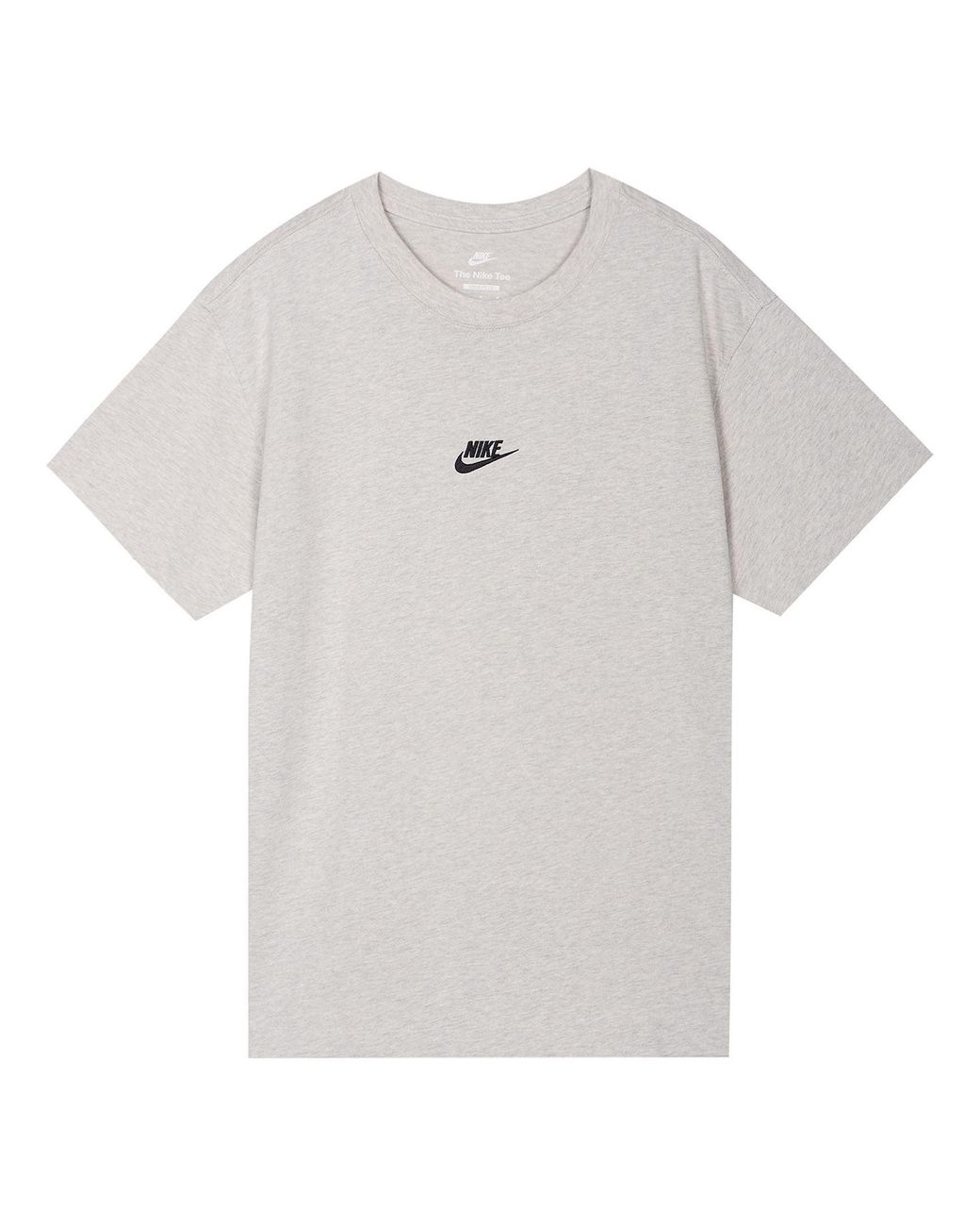Nike Gray Solid Color Embroidered Small Label Round Neck Casual Loose Short Sleeve Light Bone T-Shirt for men