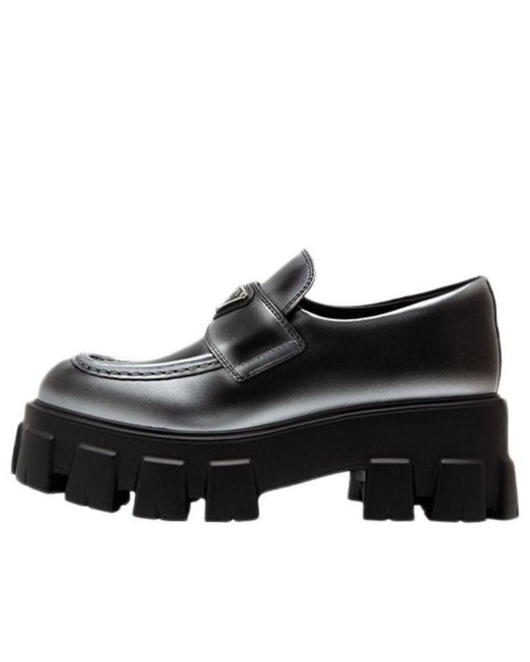 Prada Black (Wmns) Monolith Brushed Leather Loafers Spray'