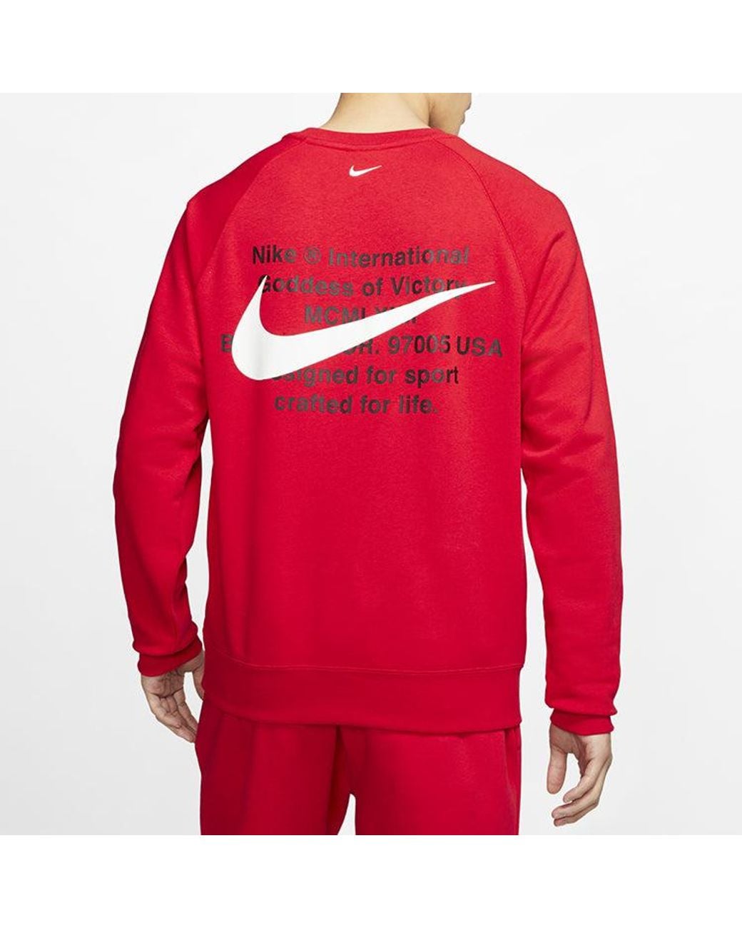 Nike Red As Sportswear Swoosh Crw Ft University for men