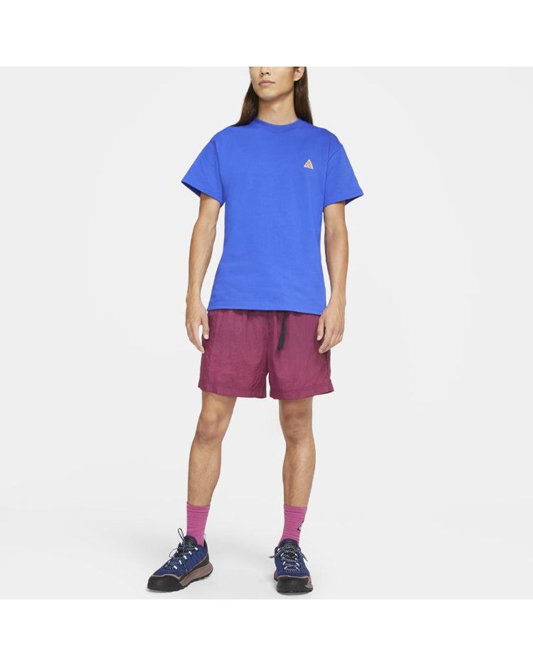 Nike Blue Acg Embroidered Logo Sports Short Sleeve T-Shirt for men