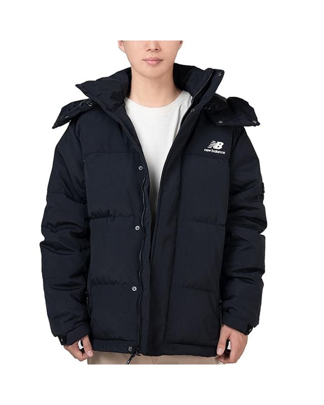 New Balance Blue Warm Hooded Down Jacket for men