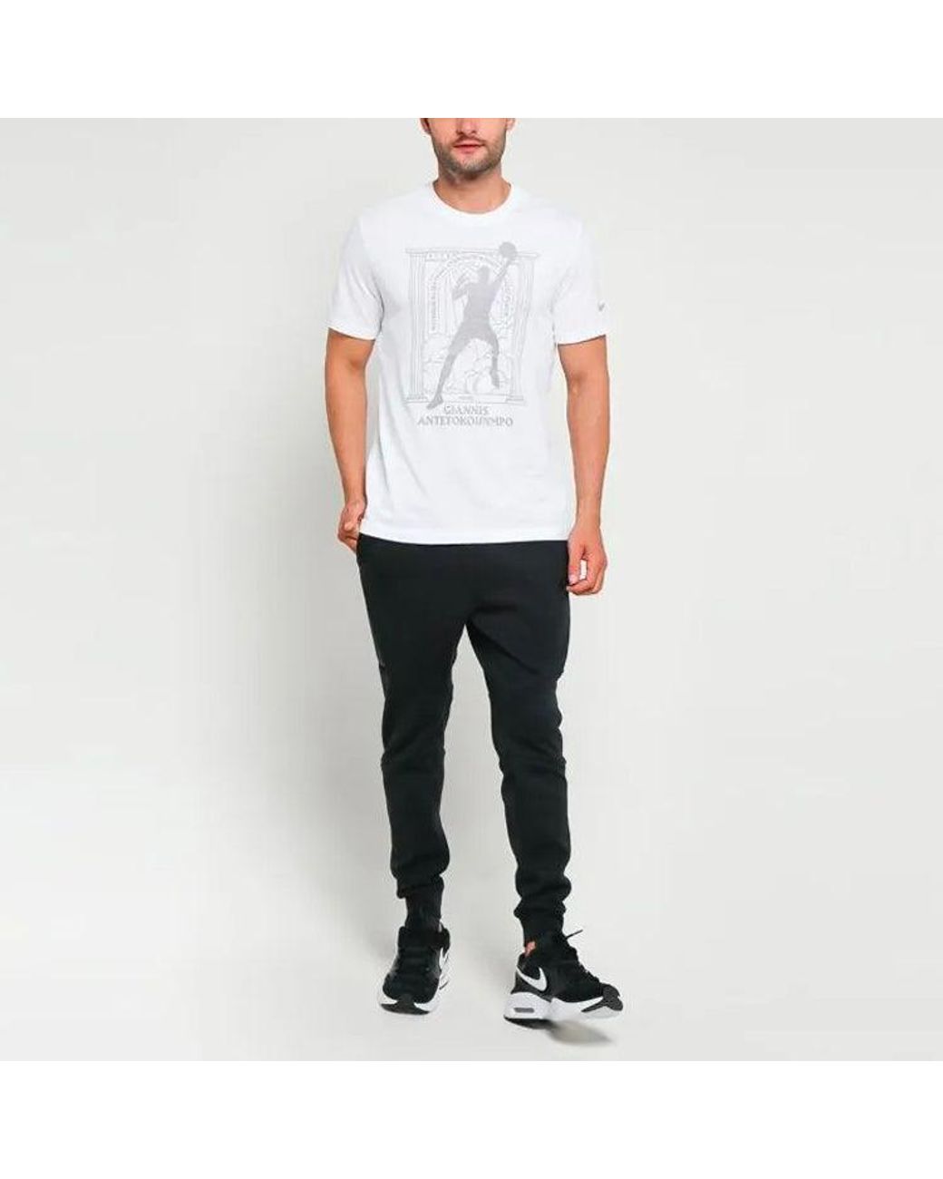 Nike White Mvp Series Milwaukee Bucks Basketball Sports Printing Round Neck Short Sleeve for men