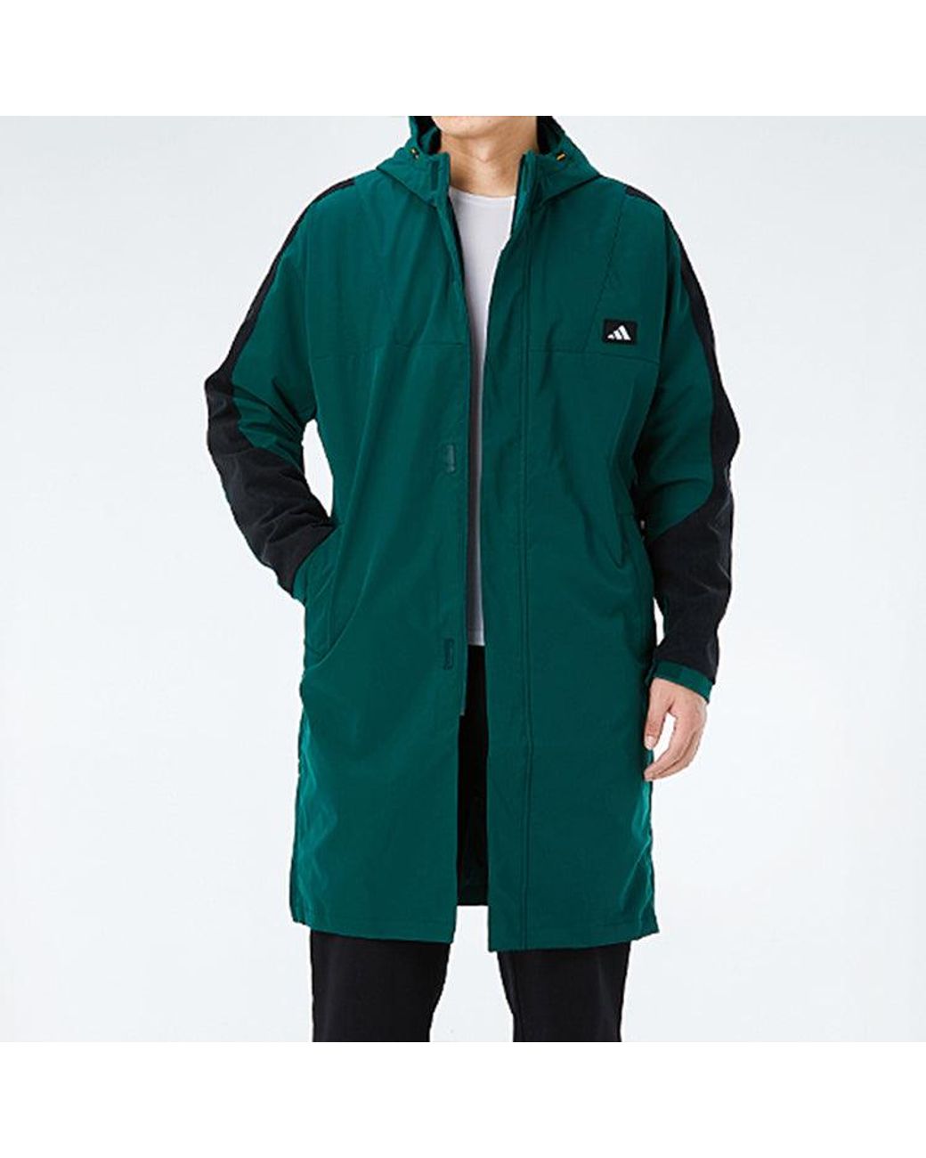 Adidas Green Casual Sports Windproof Fleece Lined Stay Warm Hooded Windbreaker Jacket for men
