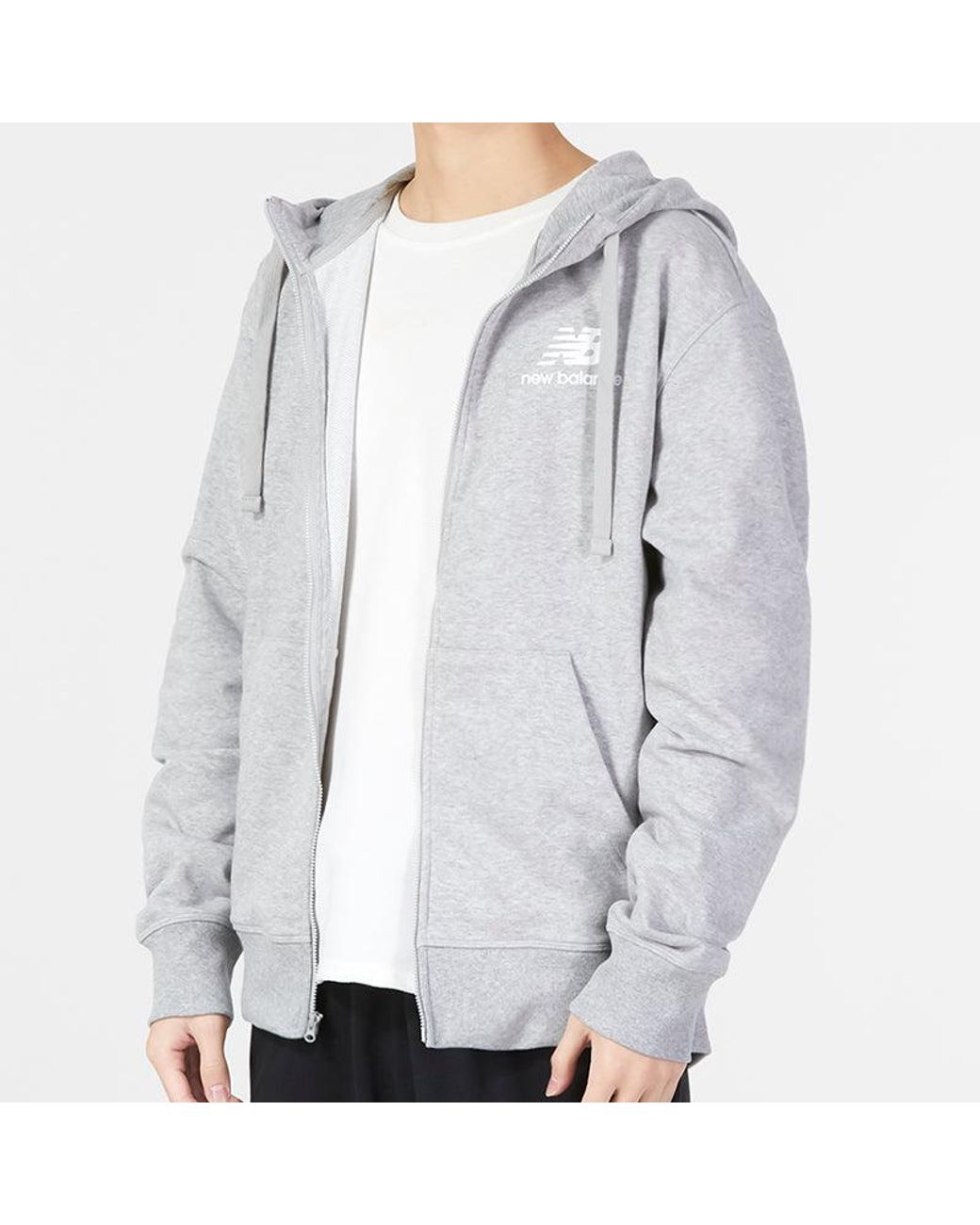 New Balance White Essentials Stacked Logo French Terry Jacket 'Classic' for men