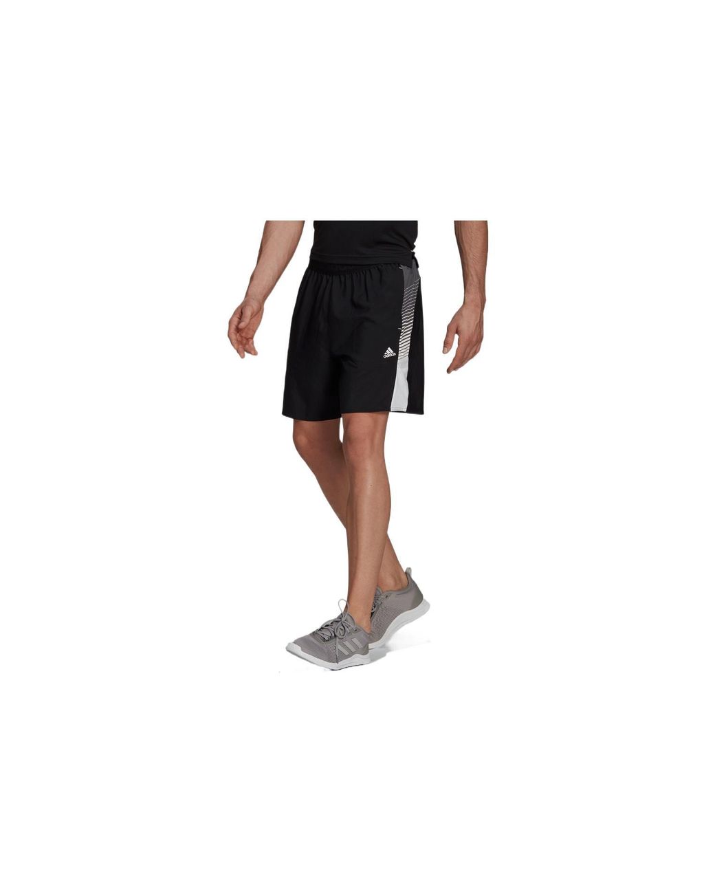 Adidas Black Logo Printing Splicing Sports Gym Shorts for men