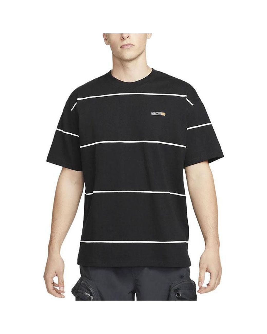Nike Black Ss22 Acg Stripe Round Neck Pullover Short Sleeve for men