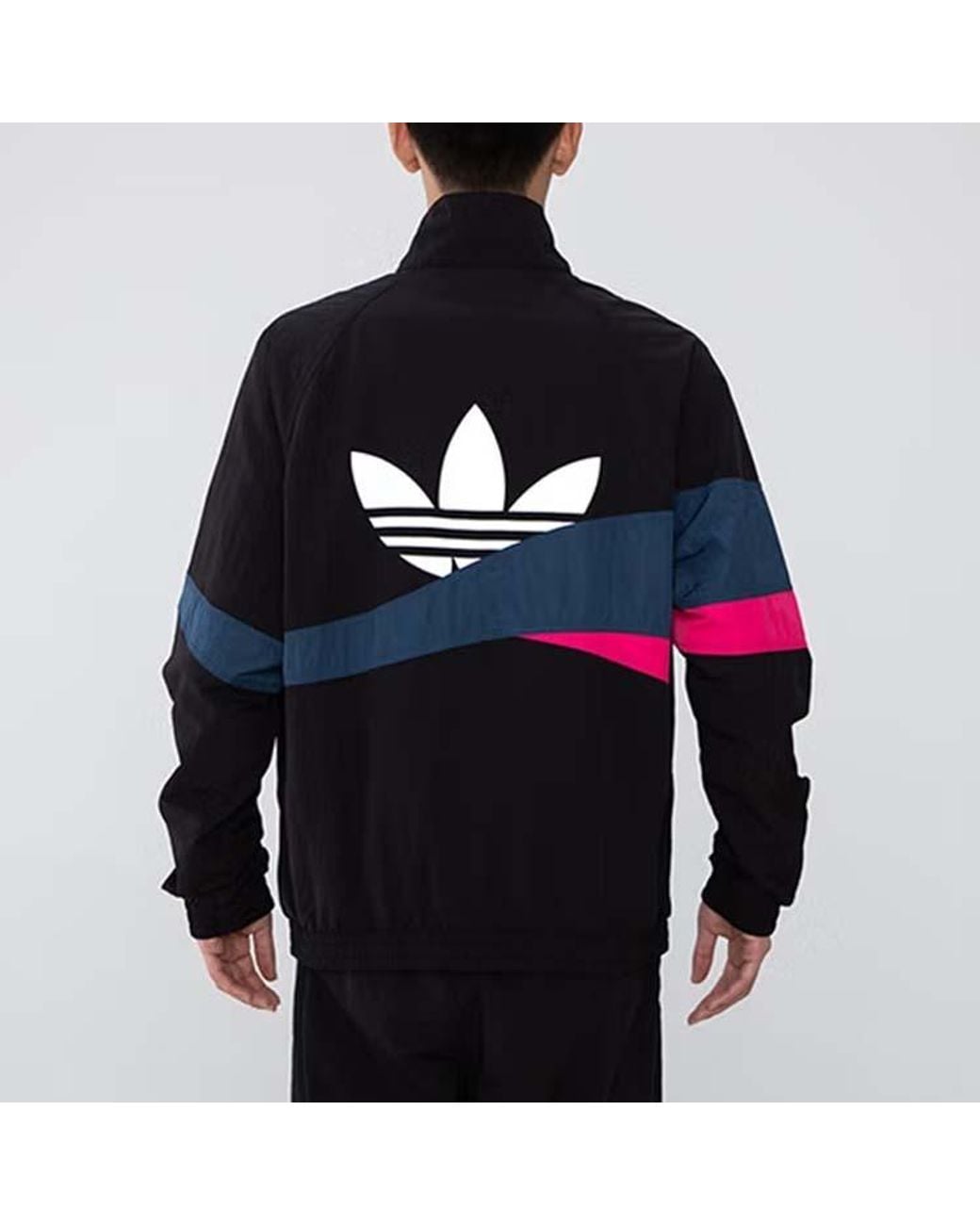 Adidas Blue Originals Ts Track Top Logo Printing Contrasting Colors Sports Jacket Autumn for men