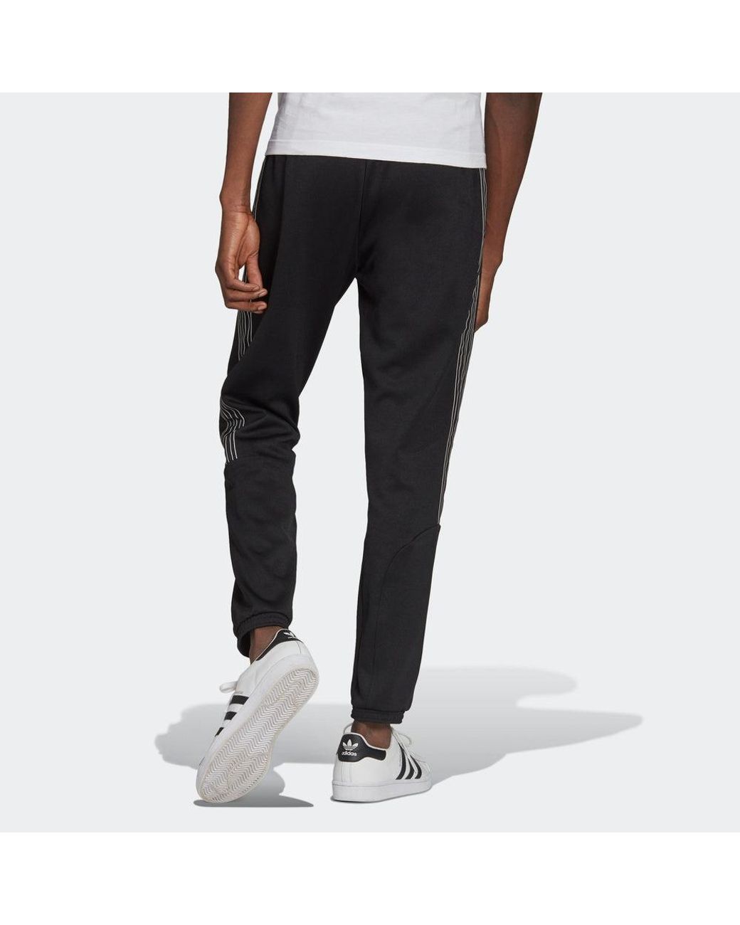 Adidas Black Originals Sprt Poly Tp Stripe Sports Long Pant for men