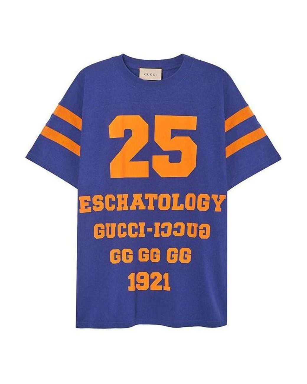 Gucci Blue Logo Football Tee for men