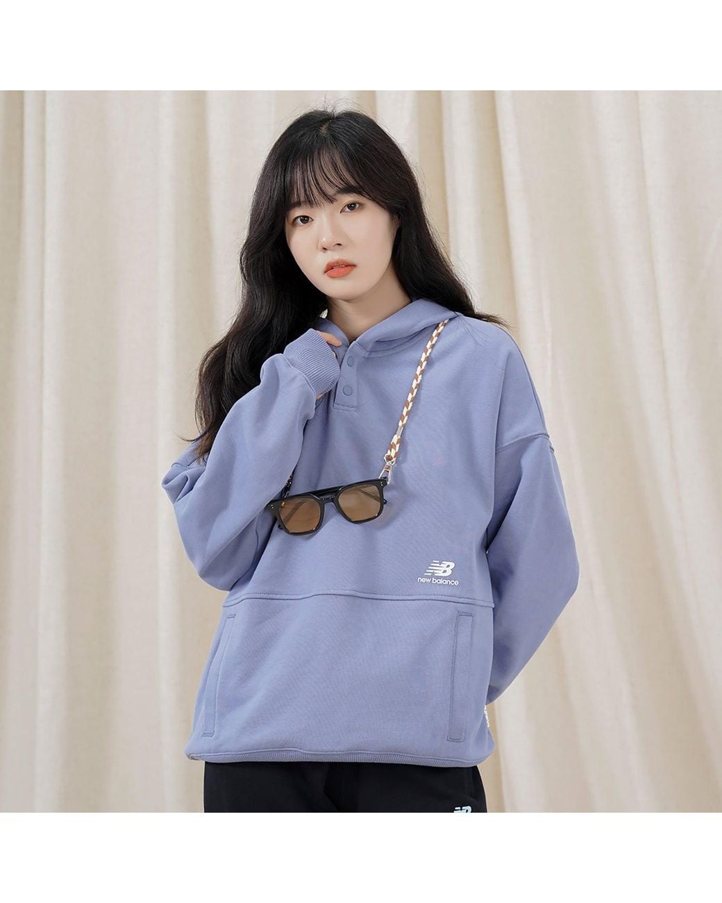 New Balance Blue (Wmns) Classic Lifestyle Plain Hoodie