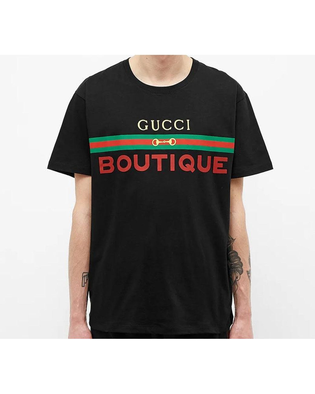 Gucci Black Boutique Printing Loose Short Sleeve for men