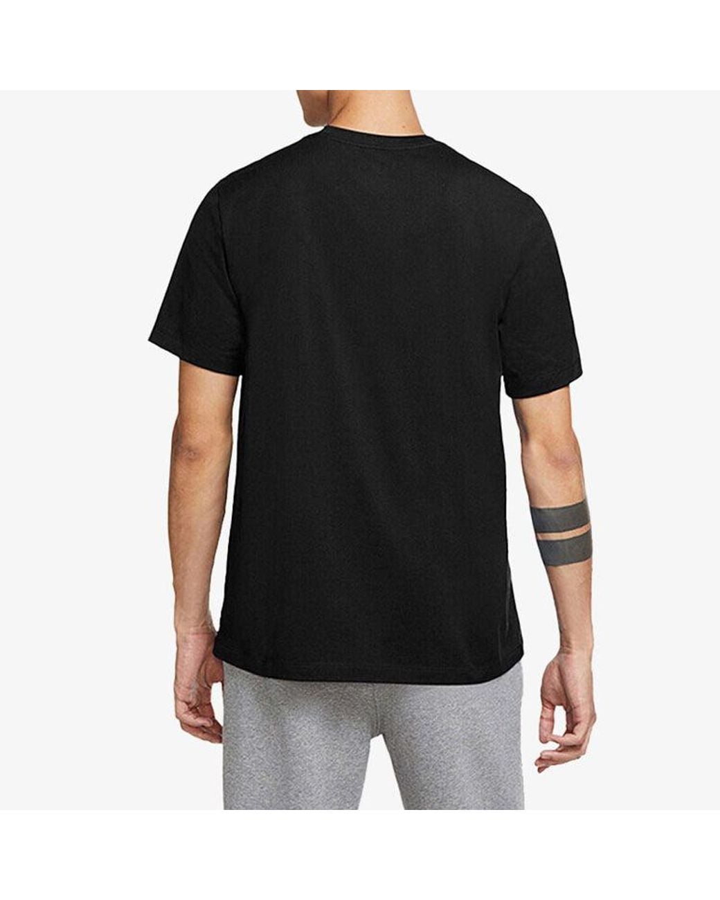 Nike Black Logo Pattern Printing Basketball Training Sports Short Sleeve T-Shirt for men