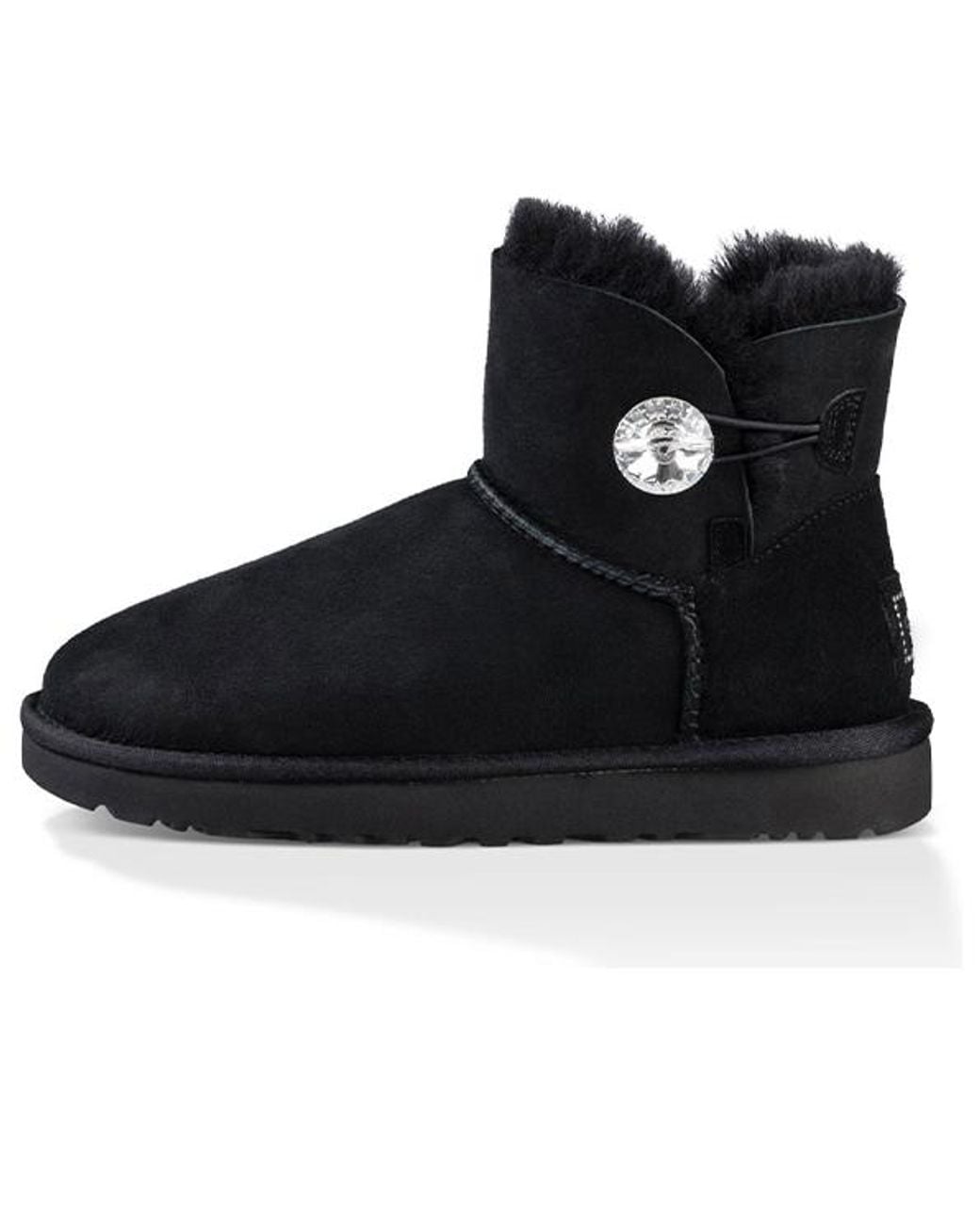 Ugg Black (Wmns) Mini Bailey Button Bling Fleece Lined