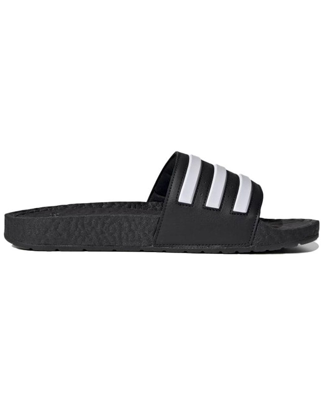 Adidas Black Adilette Boost Slides Stripes' for men