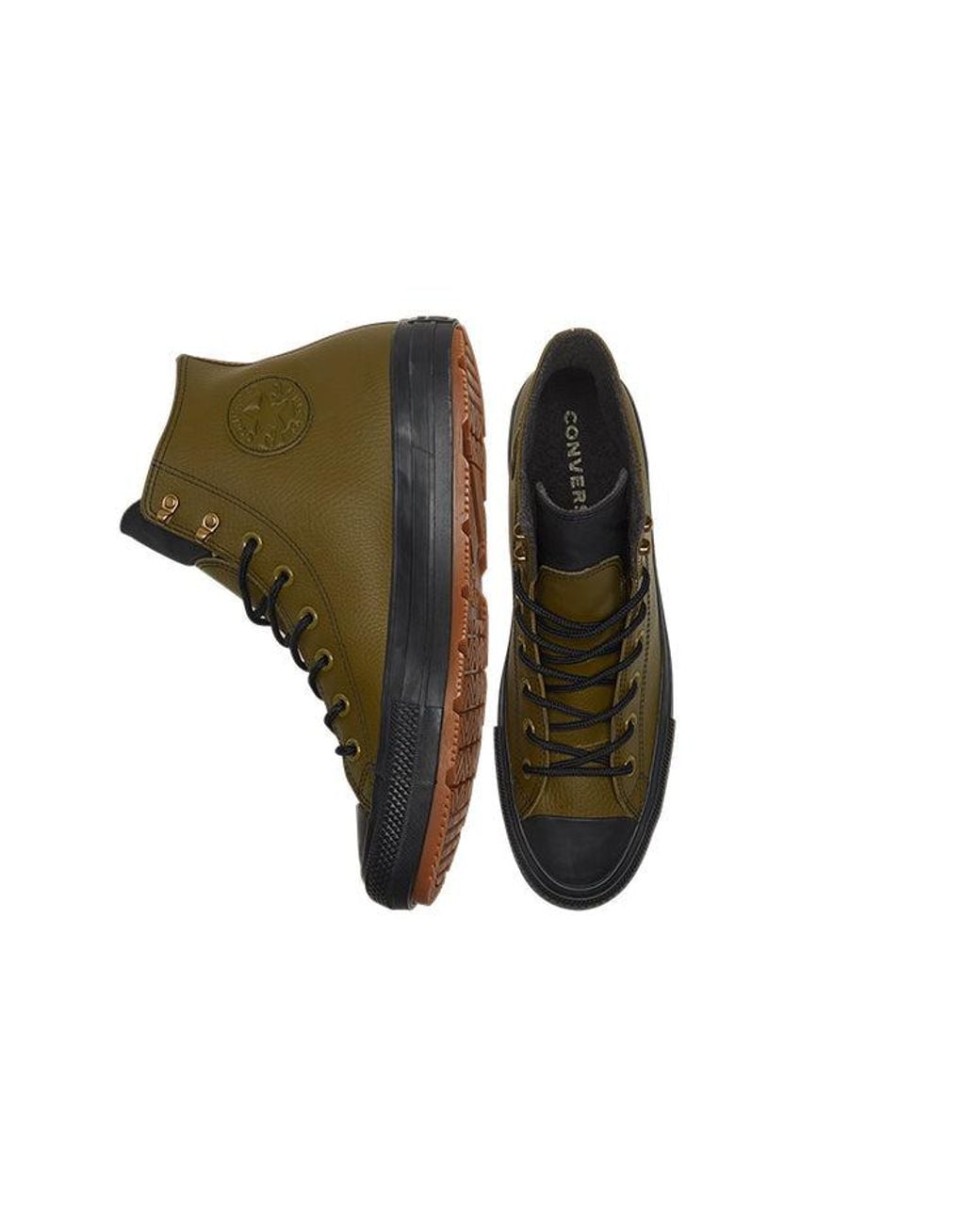 Converse Brown Chuck Taylor All Star Winter Leather High 'Dark Moss' for men