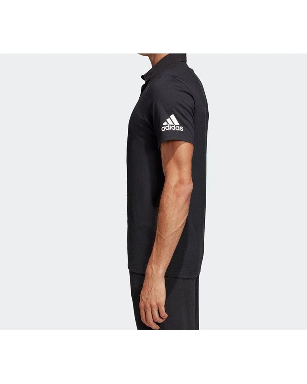 Adidas Black Mh Plain Casual Sports Short Sleeve Polo Shirt for men