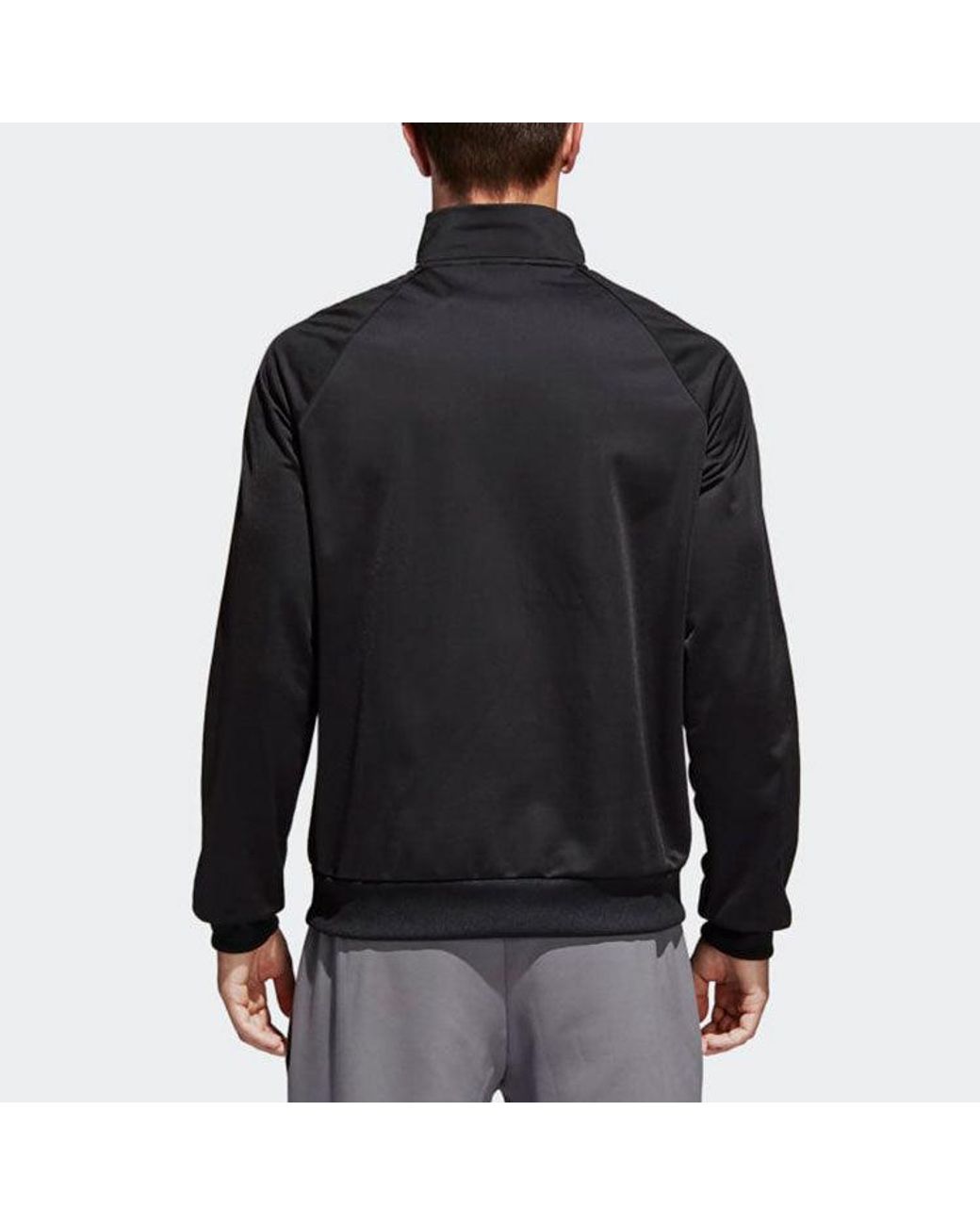 Adidas Black Logo Printing Side Stripe Stand Collar Sports Jacket for men