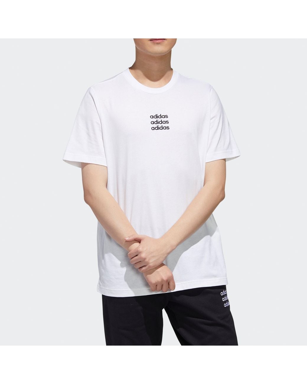 Adidas White Neo M Ctee Casual Round Neck Short Sleeve for men