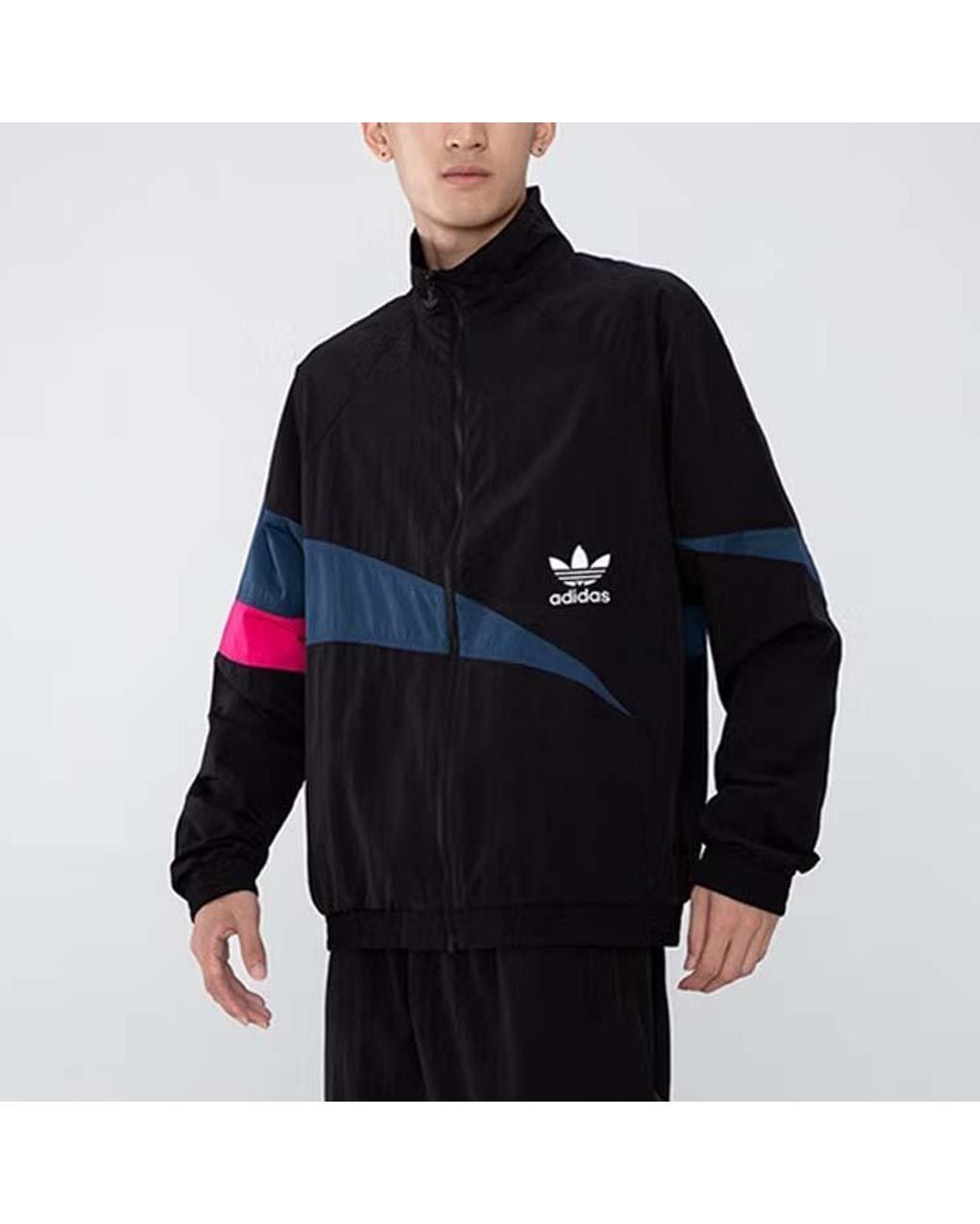 Adidas Blue Originals Ts Track Top Logo Printing Contrasting Colors Sports Jacket Autumn for men