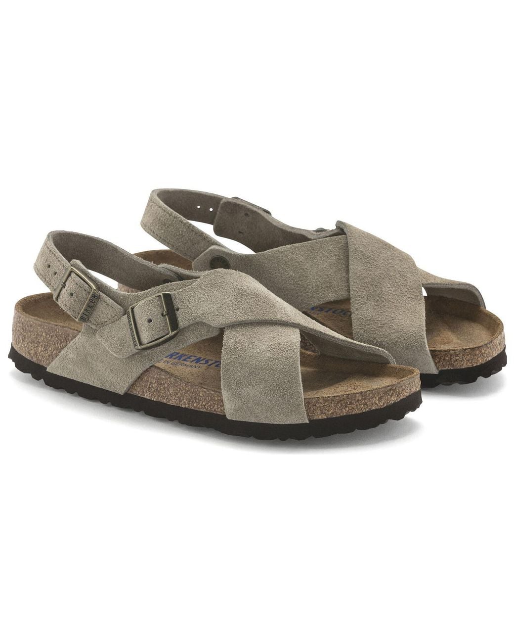 Birkenstock Brown Tulum Suede Leather Narrow Fit Sandals 'Taupe' for men
