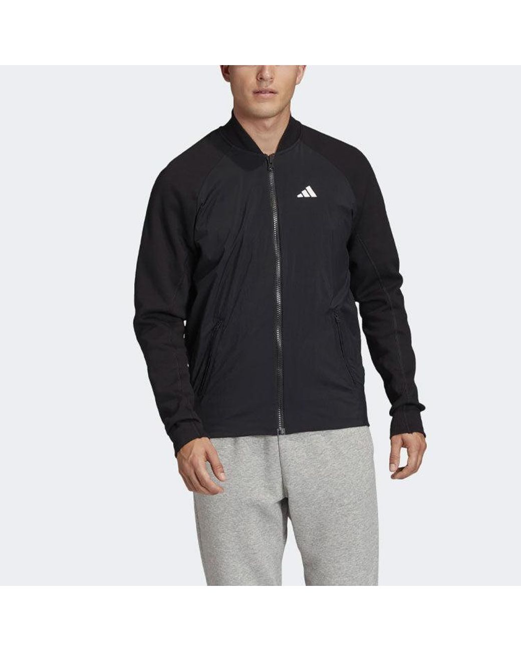 Adidas Black Vrct Tiger Embroidered Pattern Athleisure Casual Sports Jacket for men
