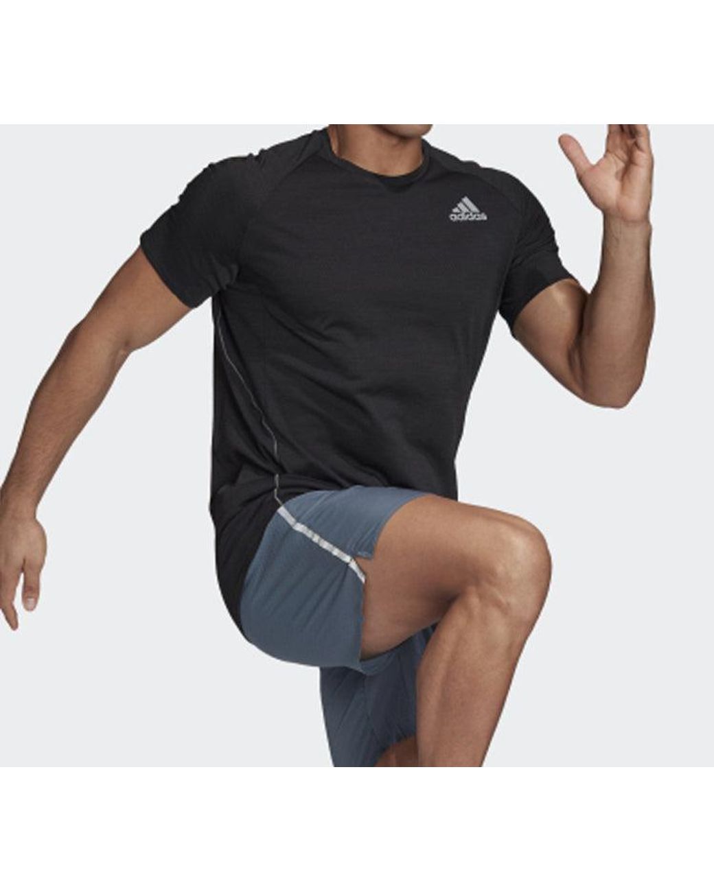 Adidas Black Adi Runner Tee Running Sports Short Sleeve for men