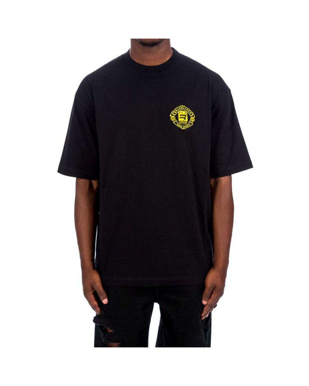 Balenciaga Black Crest Logo T-Shirt for men