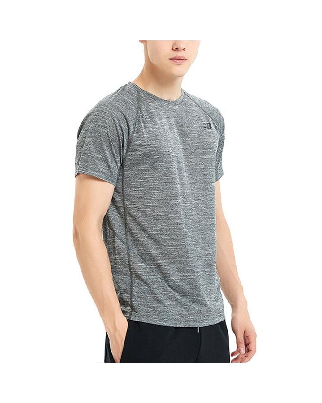 New Balance Gray Quick Dry Short Sleeve for men