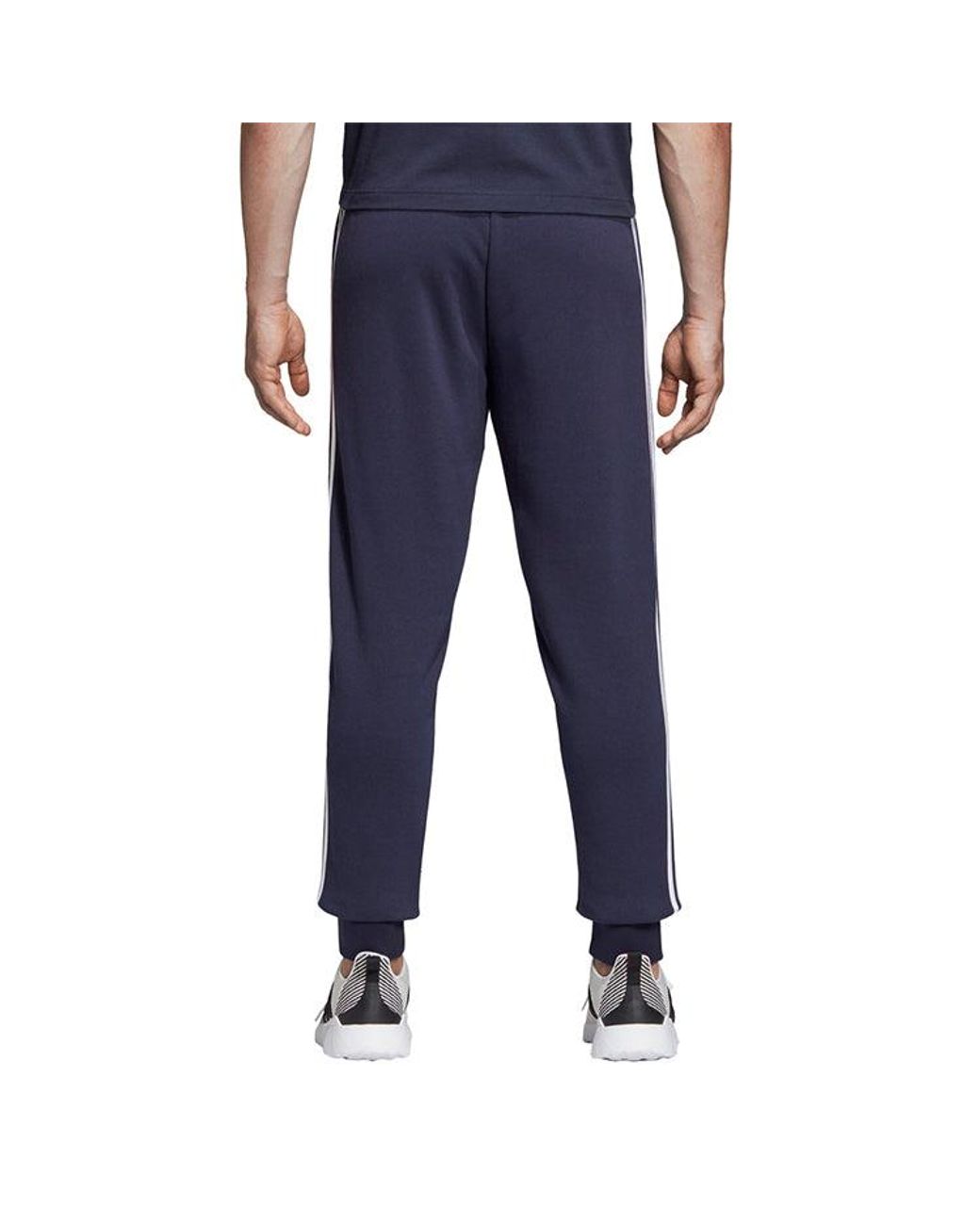 Adidas Blue E 3S T Pnt Ft Plaid Applique Sports Pants for men