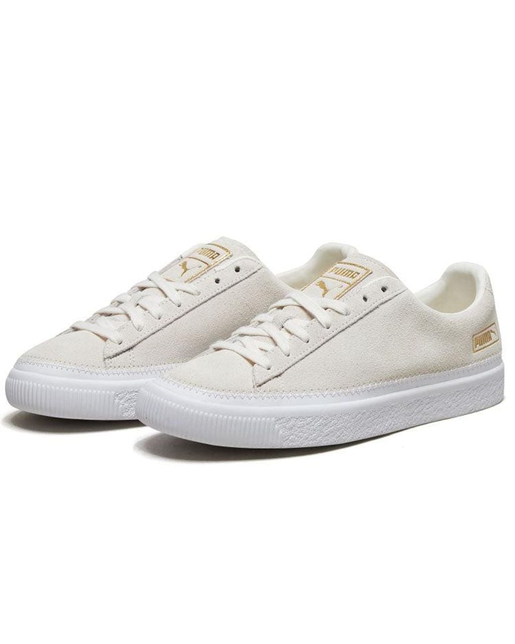 PUMA White Suede Trim Retro Low Tops Casual Skateboarding Shoes Creamy for men