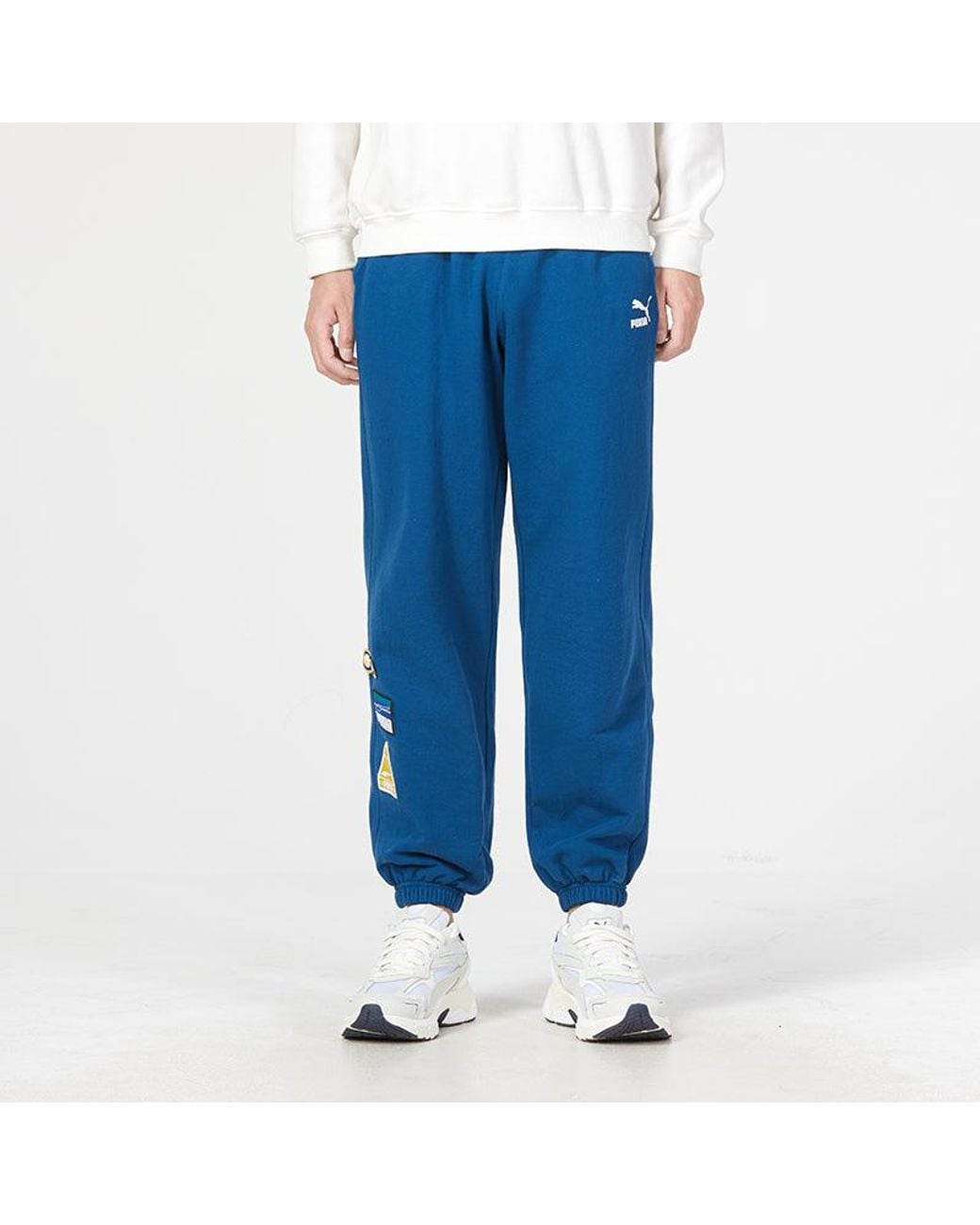 PUMA Blue Team Badge Sweatpants Tr Logo Pants for men