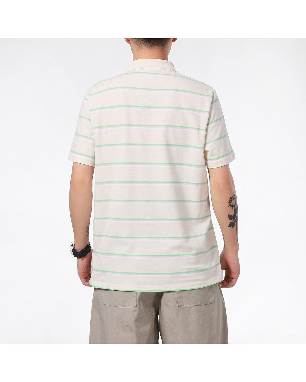 PUMA White Downtown Stripe Polo Tee Shirt for men