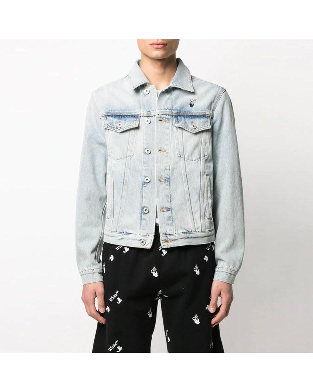 Off-White c/o Virgil Abloh Blue Ss21 Back Printing Denim Jacket for men