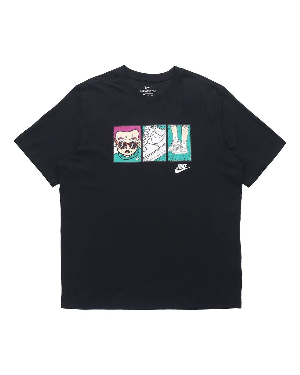 Nike Black Cartoon Printing Round Neck Pullover Short Sleeve for men