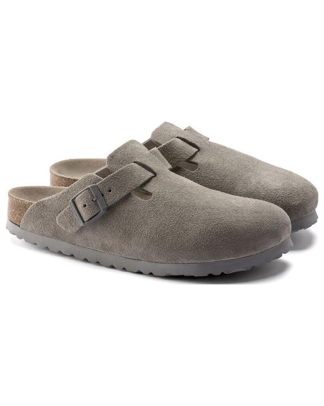 Birkenstock Gray Boston Soft Footbed Suede Leather 'Stone Coin' 1020526 for men