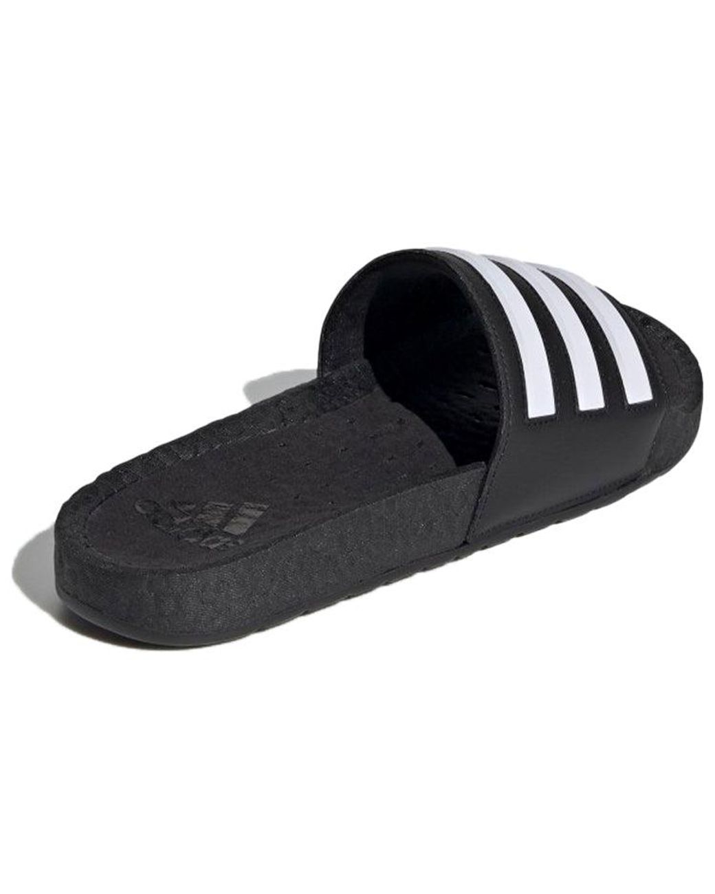 Adidas Black Adilette Boost Slides Stripes' for men