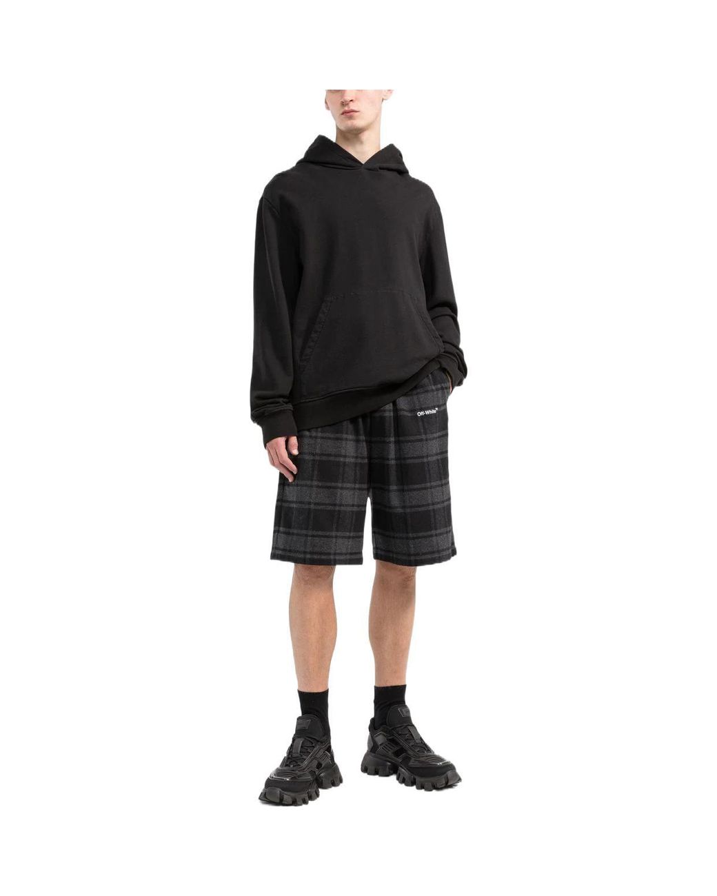 Off-White c/o Virgil Abloh Black Check-Print Shorts for men
