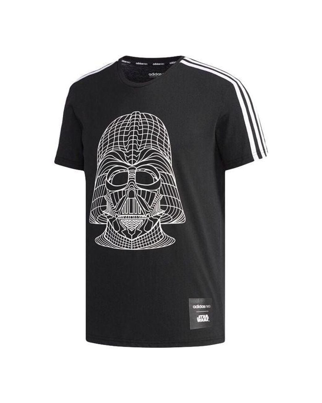 Adidas Black Neo M Sw Tee 5 Reflective Printing Round Neck Short Sleeve for men