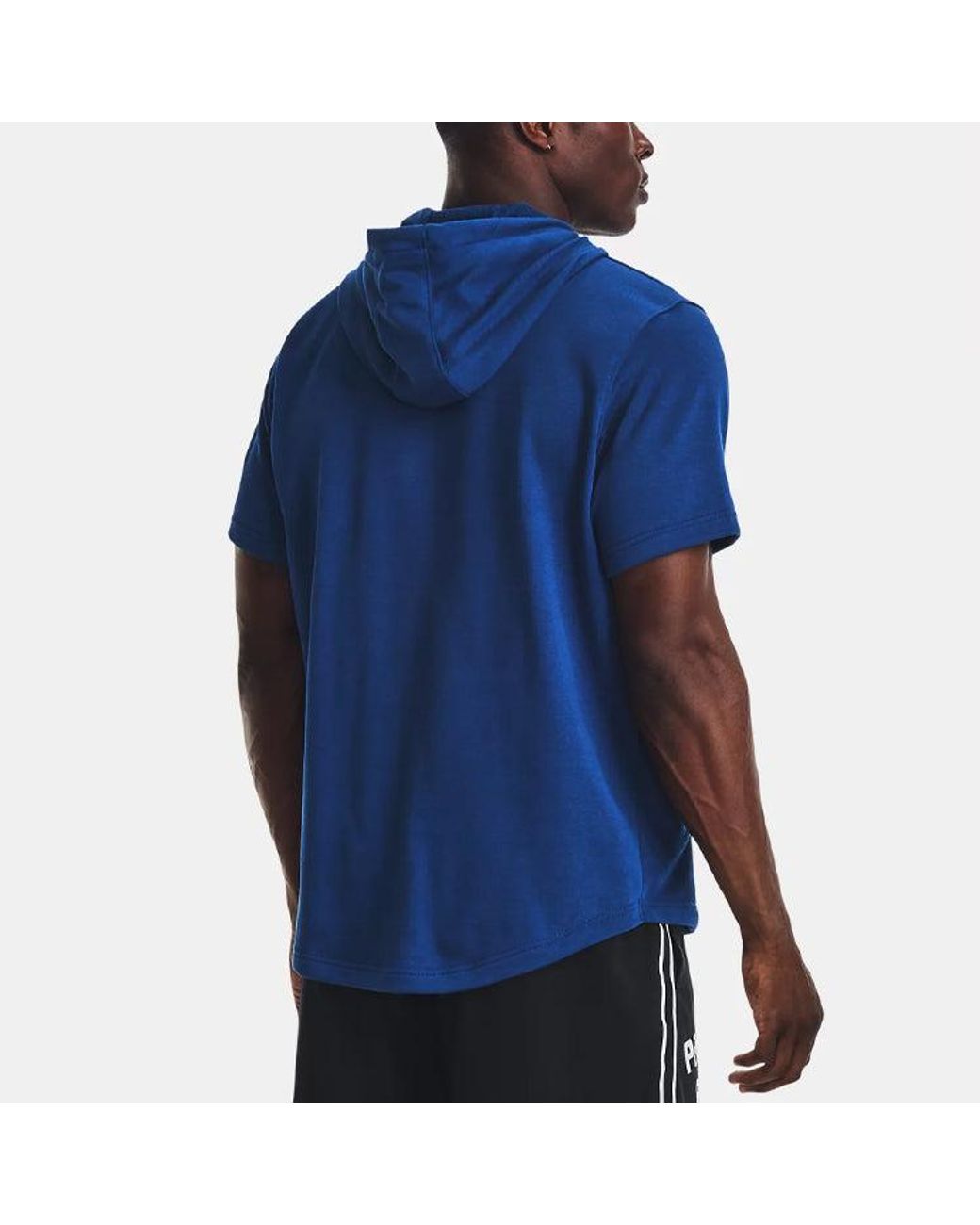 Under Armour Blue Project Rock Short Sleeve Hoodie for men