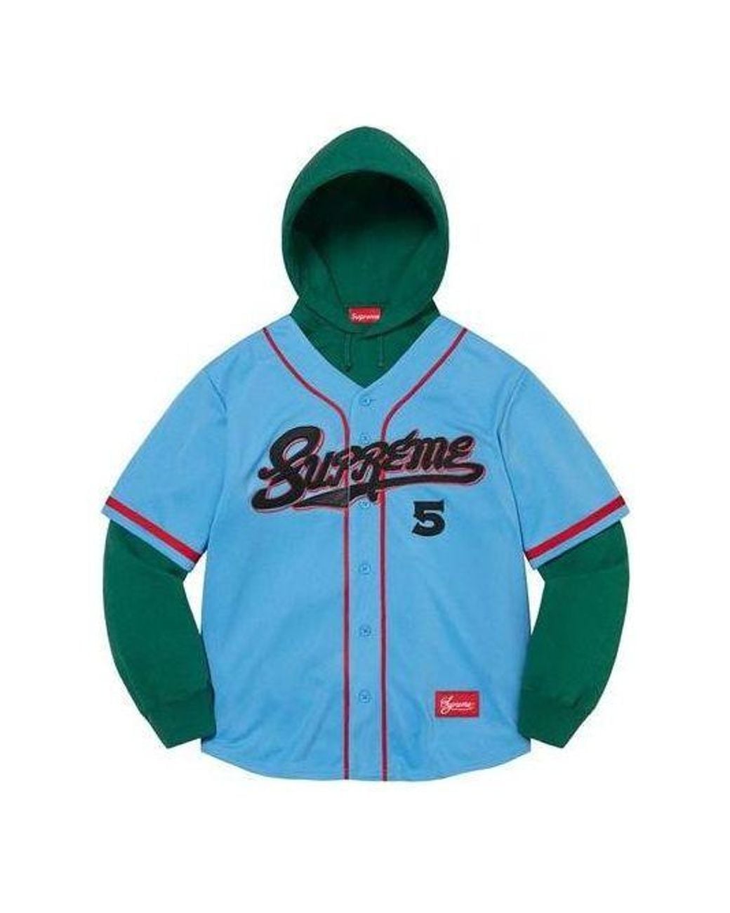 Supreme Baseball Jersey Hooded Sweatshirt in Blue for Men | Lyst UK