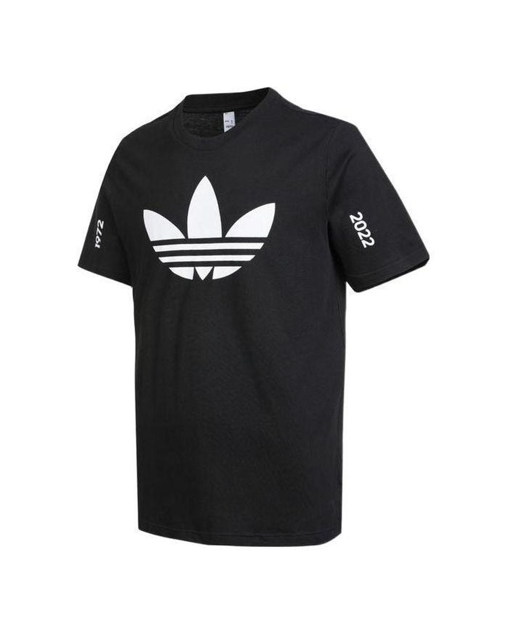 Adidas Black Originals Trefoil C Tee1 Large Logo Round Neck Casual Short Sleeve T-Shirt for men
