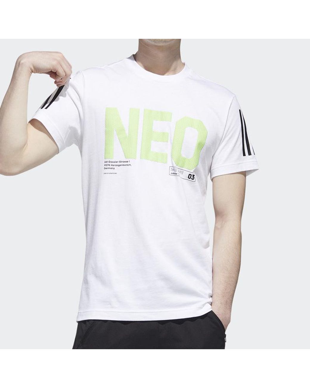 Adidas White Neo Cs Tee 3 Sports Short Sleeve for men