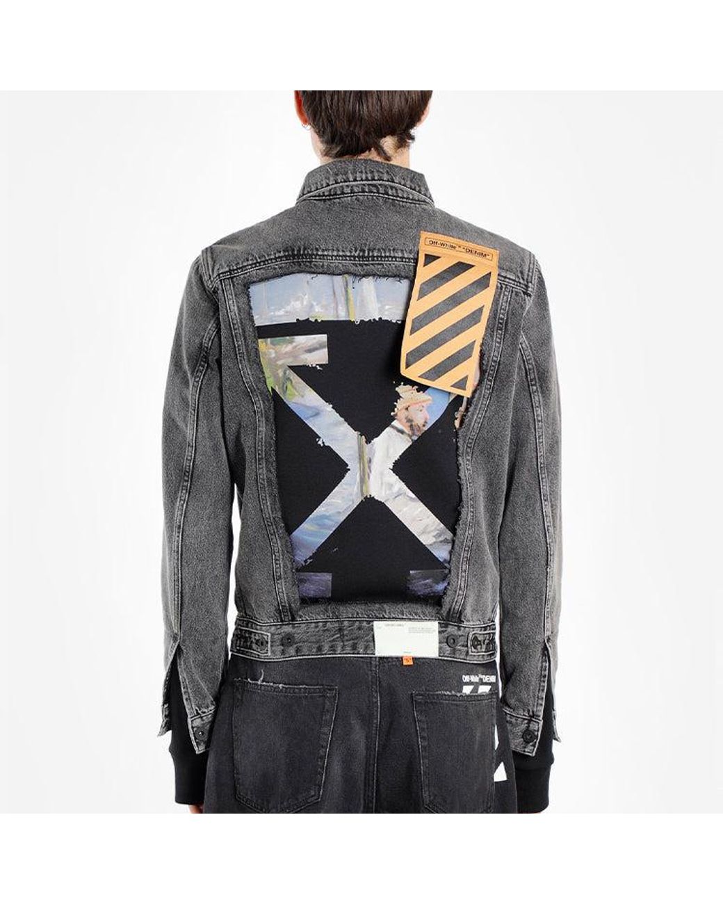 Off-White c/o Virgil Abloh Gray Denim Distressed Jacket for men