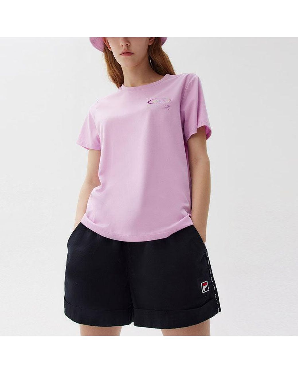 Fila Purple (Wmns) Logo Printing Casual Sports Short Sleeve