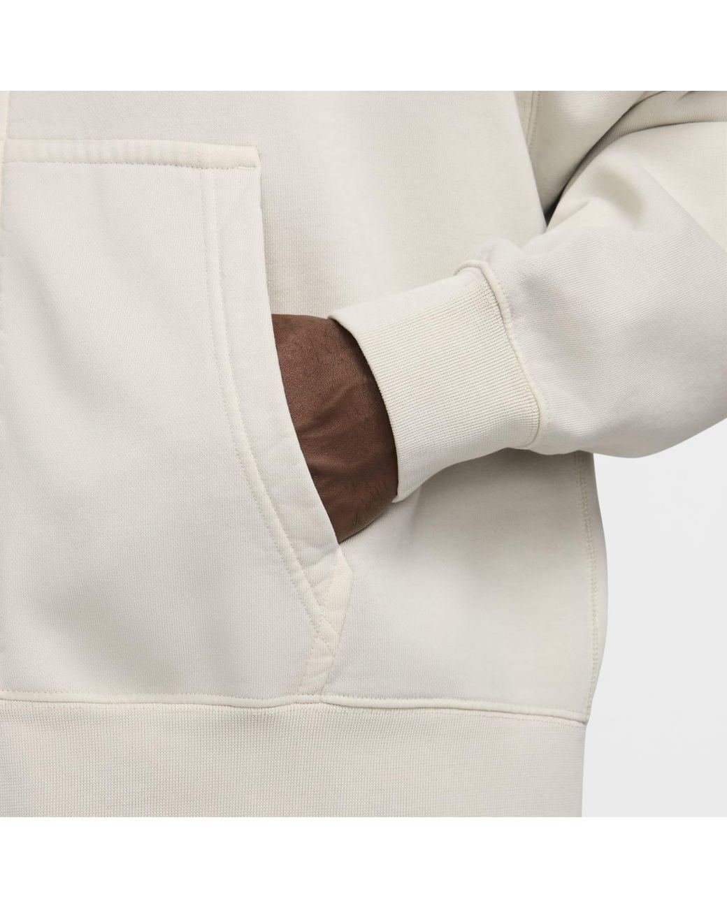 Nike White X Stussy Ss24 Full-Zip Washed Fleece Hoodie Fz9990-072 for men